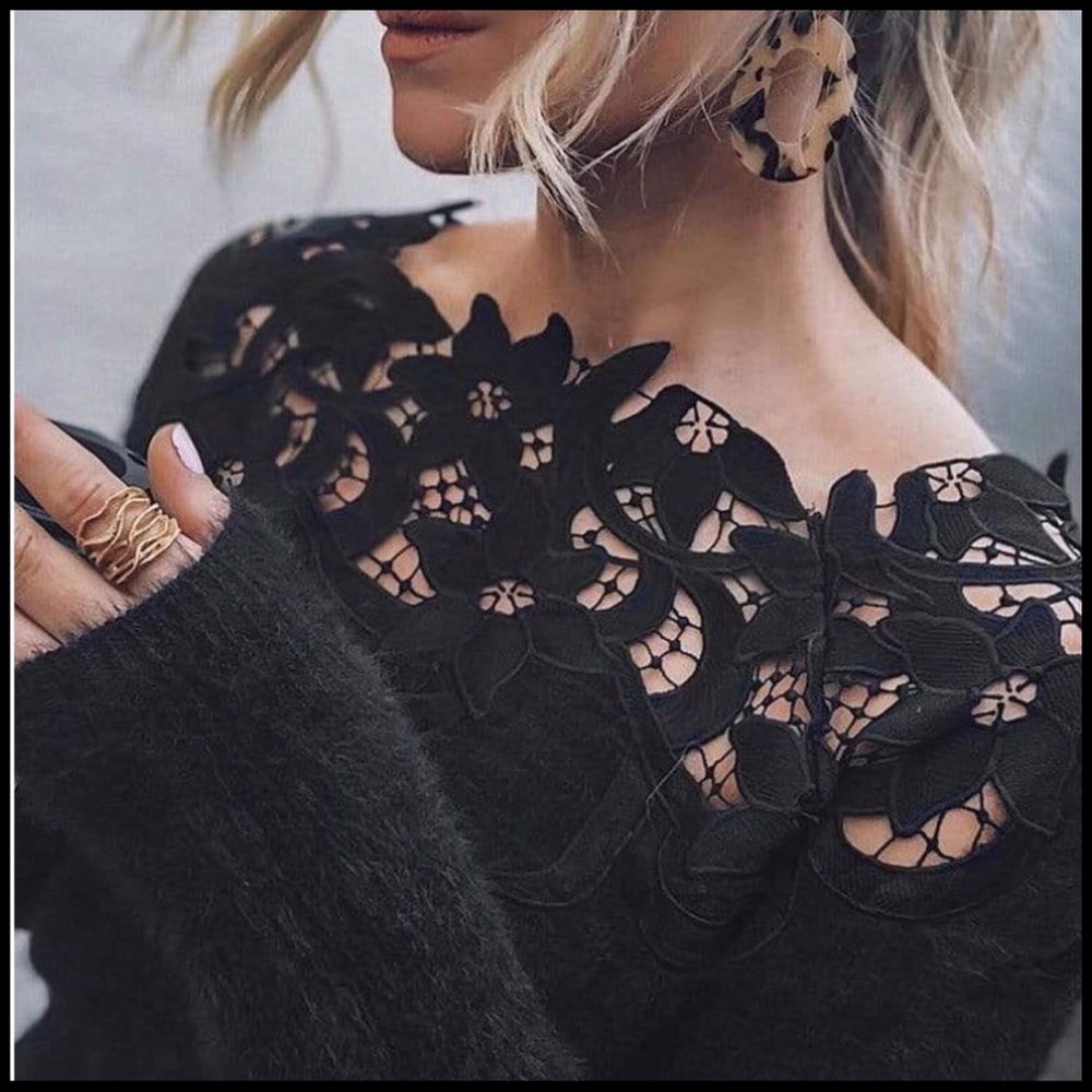 COPY - Elegant Lace Off the Shoulder Sweater